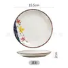 Plato de Cerámica Hueso de China Estilo Chino 6 pulgadas Plato de Fruta Bandeja para Pasteles Plato de Hueso de China para el Hogar Plato para Residuos de Verduras Plato para Fruta Seca Plato para Platos Fríos