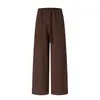 Otoño 2026 Transfronterizo Nuevo para Mujer Casual Color Sólido Tela Texturizada Nudo en la Cintura Bolsillos Inclinados Pantalones de Pierna Ancha