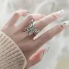 Anillo Abierto de Moda Minimalista Estilo Coreano Mariposa Degradado Esmalte para Mujer Anillo Pequeño Cuadrado Joyería para Dedo