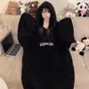 Camisola para Mulheres 2026 Inverno com Capuz Longa de Pelúcia Espessada Quente Vestido de Flanela Modelagem Solta Pode Ser Usada Fora de Casa Roupas