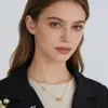 Colar Europeu e Americano Oval Nariz de Porco Corrente para Clavícula para Mulheres, Luxo Leve de Alta Qualidade Aço Titânio Banhado a Ouro Joias Qingdao