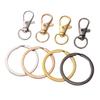 Conjunto de Chaveiros em Liga de Zinco + Ferro 5 Peças/Pacote Chaveiro DIY Feito à Mão Argola de Mola Fivela Redonda Gancho Caseiro Atacado