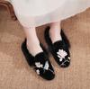 Pantuflas de Invierno para Mujer para Exterior Zapatos Mao Mao Nuevos Bordados para Casa Exterior Moda Terciopelo Dorado Zapatos de Mujer Medias Pantuflas
