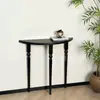 Mesa Consola de Madera Maciza Estilo Francés, Mesa de Exhibición Semicircular Simple para Sala de Estar y Entrada, Estante Estrecho Montado en la Pared, Minimalista Negro Estilo Europeo