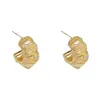 Pendientes de Aro Metálicos Retro Franceses Individuales Exagerados con Líneas Metálicas en Forma de C para Mujer Temperamento Moda Retro Diseño Simple