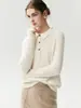 Estilo retro e intelectual~Suéter polo de punto 100% cachemir puro Cony para mujer, con un cuello pequeño y un suéter base suave y cómodo