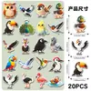 20 pegatinas magnéticas originales con temática de pájaros, lindo graffiti de dibujos animados, imanes blandos para pizarra blanca impermeables, imanes para refrigerador, decoración transfronteriza