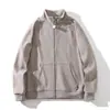 Moletom masculino com gola alta, blusa casual de manga comprida para primavera, outono e inverno, forrado com fleece para aquecimento, jaqueta cardigã com zíper. 13531