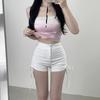 Shorts Blancos Ajustados que Resaltan la Cadera para Mujer, Nuevos Pantalones Casuales Estilo Coreano con Cordones para Primavera/Verano 2026, Hot Pants de Cintura Alta para Grupos Femeninos
