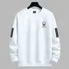 Camiseta de manga larga para hombre para otoño e invierno, marca de moda, corte holgado, engrosada, camiseta básica casual, sudadera estampada de cuello redondo para estudiantes jóvenes