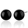 Aretes de Onyx Negro Plata de Ley S925 Pasadores Redondos para Orejas Palillos para Orejas Accesorios Unisex Simples y Versátiles