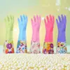 Luvas Feitas de Couro Plástico, Látex, Cor Tendão, Impermeáveis, para Limpeza de Cozinha, Lavar Louça, Tarefas Domésticas, Lavar Roupas, PVC Feminino