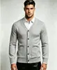 Nuevo Suéter de Punto Cardigan de Moda para Hombre Invierno Color Sólido Cuello en V Corte Ajustado Abrigo Casual Juvenil