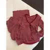 Pijama retrô listrado vermelho estilo preguiçoso para mulheres, outono, manga longa, calça longa, solto, plus size, conjunto para ficar em casa, pode ser usado fora