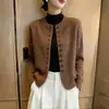 Cárdigan de Punto Estilo Old Money para Mujer, Otoño 2026 Nuevo Color Sólido Simple y Relajado Elegante Abrigo Suéter de Cuello Redondo