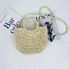 Bolso cruzado de cuerda de papel tejido casual redondo tipo cubo bolso tejido para mujer estilo coreano bolso de playa moda cinturón de encaje bolso de mano pastoral
