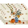 Mantel Individual de Cosecha de Otoño para Acción de Gracias con Estampado de Calabaza y Hoja de Arce, Mantel de Tela Aislante, Mantel Decorativo de Mesa para el Hogar Transfronterizo