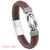Estilo Moda Europeu e Americano Pulseira Simples de Couro Trançado com Fecho Magnético Personalizado de Liga Versátil Nova Acessório Transfronteiriço
