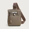 2026 Nova Bolsa Kelly Unissex Bolsa de Peito Bolsa de Ombro de Alta Qualidade Simples Versátil Bolsa de Cintura com Padrão Lichia para Mulheres
