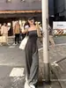 Calças casuais listradas estilo coreano relaxado para mulheres, nova coleção outono 2026, modelagem solta, versátil, perna reta, cintura alta, calças casuais para caminhada