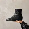 Botas de tornozelo de couro genuíno tamanho 34 a 42, exportação transfronteiriça, bico redondo, emagrecedor, salto grosso retrô, botas estilo Martin, versátil para outono e inverno, adequadas para o trabalho, estilo feminino