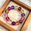 Pulsera de Amatista Natural Sintética de 14 mm para Mujer, Pulsera de Perlas de Lujo Ligero y Gama Alta, Joyería de Cristal con Diseño de Nicho