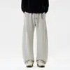 Pantalones Casuales de Corte Curvo para Hombre 2026 Otoño Nueva Marca Trendy Americana Holgados de Pierna Ancha Deportivos Versátiles Algodón Elástico Pantalones de Chándal