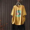 Camiseta de Manga Curta Estampada de Desenho Animado Jovem Simples Retrô de Verão, Top Solto Versátil Emagrecedor Atacado