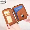 Localizador AirTag funda para pasaporte anti-pérdida billetera corta para pasaporte RFID bolsa de almacenamiento de documentos de viaje nueva transfronteriza