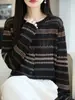 Suéter de Punto Jacquard Fair Isle de Vacaciones Perezosas con Cuello Redondo, Lana Fina, Patrón Geométrico Cálido, Suéter Versátil para Otoño e Invierno