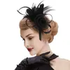Diadema Caliente Transfronteriza Malla Pluma Tocado Retro Elegante Diadema Versátil Accesorios para el Cabello Fiesta Actuación Flor para el Cabello