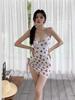 Traje de Baño para Mujer 2026 Nuevo Estilo Retro Americano Estampado de Mariposas Pecho Pequeño Push-Up Adelgazante Sexy Cover-Up Fuente Termal de una Pieza