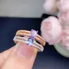 Anillo de Plata S925 con Tanzanita Natural Anillo para Mujer Moda Transfronteriza Europea y Americana Lujo Ligero Personalizado Versátil Elegante Dedo de Propuesta