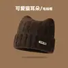 Atacado 25 Anos de Outono e Inverno Novos Chapéus de Lã com Orelhas de Gato para Mulheres com Grande Circunferência de Cabeça, Chapéus Fofos para o Frio para Proteger Contra o Frio e Heattech