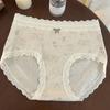 Ropa Interior de Encaje Suave y Ceroso Floral Retro 10A para Niñas, Algodón Puro Antibacteriano, Tiro Extendido Transpirable, Bragas para Mujer