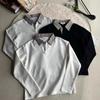 Camiseta Polo de Manga Longa com Patchwork Pied-de-Poule Estilo Old Money Masculina Cleanfit Moletom Longo Anti-Amassar Air Layer