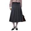 Saia Plissada Cinza de Lã de Ovelha para Mulheres, Outono e Inverno, Versátil, Emagrecedora, Cintura Alta, Modelo Evasê, Estilo para o Trabalho