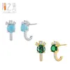 Brincos Elegantes de Prata Esterlina S925 Cor Zircônia Tesouro para Mulheres Exquisitos Leve Luxo Alta Qualidade Turquesa Banhado a Ouro Joia para Orelha