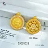 Pingente Exquisitamente Trabalhado com Padrão Martelado em Ouro Amarelo Banhado com Símbolos Tradicionais Chineses de Sorte, Estilo Vintage, Relevo Tridimensional, Banhado a Cobre, Colar Feminino Novo Estilo Chinês