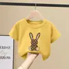Camiseta de Verano Fina de Algodón de Manga Corta para Niñas Marca de Moda para Niñas Grandes