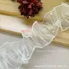Encaje Plisado con Cuentas de Organza de 8 cm Material de Encaje Popular de Flor de Cinta Fruncida para Manualidades