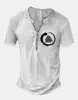 Roupas Masculinas Transfronteiriças Amazon 25 Camisas Henley de Manga Curta Europeias e Americanas Série Halloween Estampada Henley Casual com 7 Botões