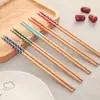 Palillos de Bambú para el Hogar con Estampado Floral, Resistentes al Moho, Saludables, de Alta Gama, Naturales, Sin Pintura, Ecológicos, Sin Cera, Diseño de Flor de Cerezo, Palillos de Madera Antideslizantes para la Familia