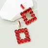 Pendientes cuadrados de diamantes de imitación de colores exagerados con diseño de viento INS, pendientes de joyería de comercio exterior con colgante de diamantes rojos y verdes de moda europea y americana