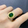 Anel de Opala Verde Natural Prata S925 Incrustado com Pérolas Douradas Adornado Joia de Mão Feminina Colorido Sem Rachaduras Pequeno Perfume