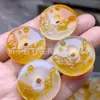 Pingente de Buda de Calcedônia Colorida Tipo Gelo Ágata Natural Doce Nuvem Auspiciosa Fechadura Pingente de Jade Raposa Corrente