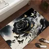 Tapete de Chão 3D Flor Rosa de Terra de Diatomáceas Transfronteiriço, Tapete Absorvente para Banheiro, Tapete Antiderrapante de Secagem Rápida para Entrada de Vaso Sanitário, Tapete de Entrada Doméstico