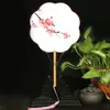 Ventoinha Hanfu em formato de flor, ventoinha feminina para dança antiga, pequena ventoinha redonda, ventoinha de rede vermelha com cabo longo DIY, suprimento para barraca de discoteca