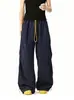 Pantalones Deportivos Largos Casuales de Pierna Ancha Recta Versátiles de Color Sólido de Corte Holgado de Moda para Hombre Retro