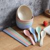 Conjunto de Tigela e Hashis Doméstico Estilo Japonês Simples Palha de Trigo Louças e Pratos Tigela de Plástico Alimentício Resistente a Quedas Conjunto Familiar